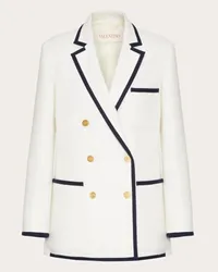 Valentino Garavani BLAZER IN CRISP TWEED Donna AVORIO/NAVY Avorio