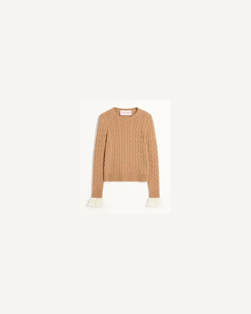 Valentino Garavani Maglia In Cashmere Donna CAMMELLO/AVORIO XL 