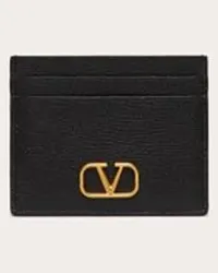 Valentino Garavani PORTACARTE VLOGO SIGNATURE IN VITELLO GRANATO Donna NERO Nero