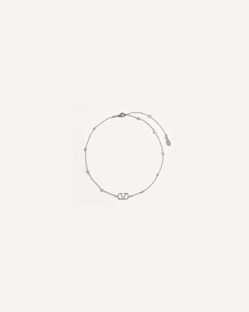 Valentino Garavani Collana Mini Vlogo Signature In Metallo E Cristalli Swarovski® Donna PALLADIO UNI 