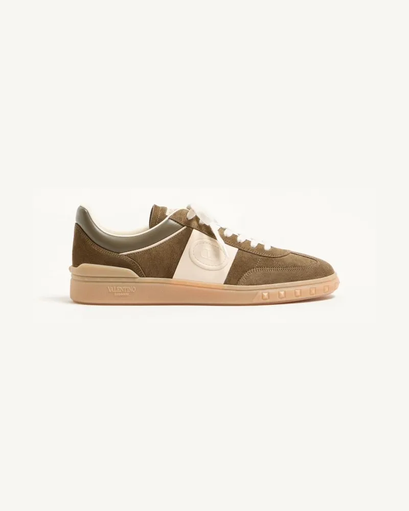 Valentino Garavani Sneaker Low Top Upvillage In Crosta E Vitello Nappato Uomo VERDE MILITARE/AVORIO Verde