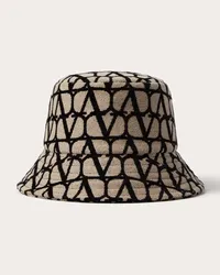 Valentino Garavani CAPPELLO BUCKET TOILE ICONOGRAPHE IN TESSUTO TOILE ICONOGRAPHE E RASO Donna BEIGE/NERO Beige