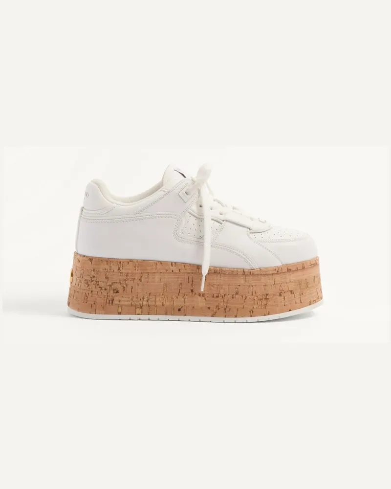 Valentino Garavani Sneaker Freedots Xl In Vitello E Sughero Donna BIANCO Bianco