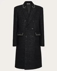 Valentino Garavani CAPPOTTO DOPPIOPETTO IN LANA CON CABOCHONS Uomo ANTRACITE Antracite