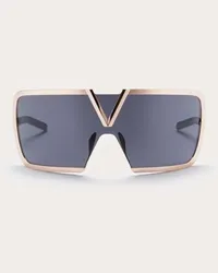 Valentino Garavani V - ROMASK OCCHIALE OVERSIZE A MASCHERINA unisex ORO ROSA/NERO SFUMATO GRIGIO Oro