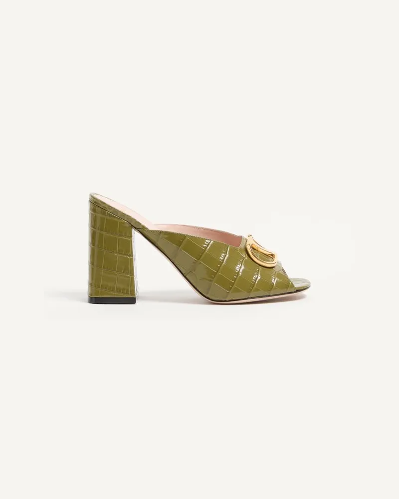 Valentino Garavani Sandalo Slide VLogo Signature In Vitello Stampato 95Mm Donna VERDE Verde