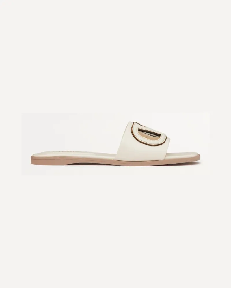 Valentino Garavani Sandalo Slide VLogo Cut-Out In Vitello Donna AVORIO Avorio