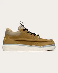 Valentino Garavani SNEAKER MID-TOP RUNBOOT IN CROSTA Uomo BEIGE/NEW CHINOS/NERO Beige