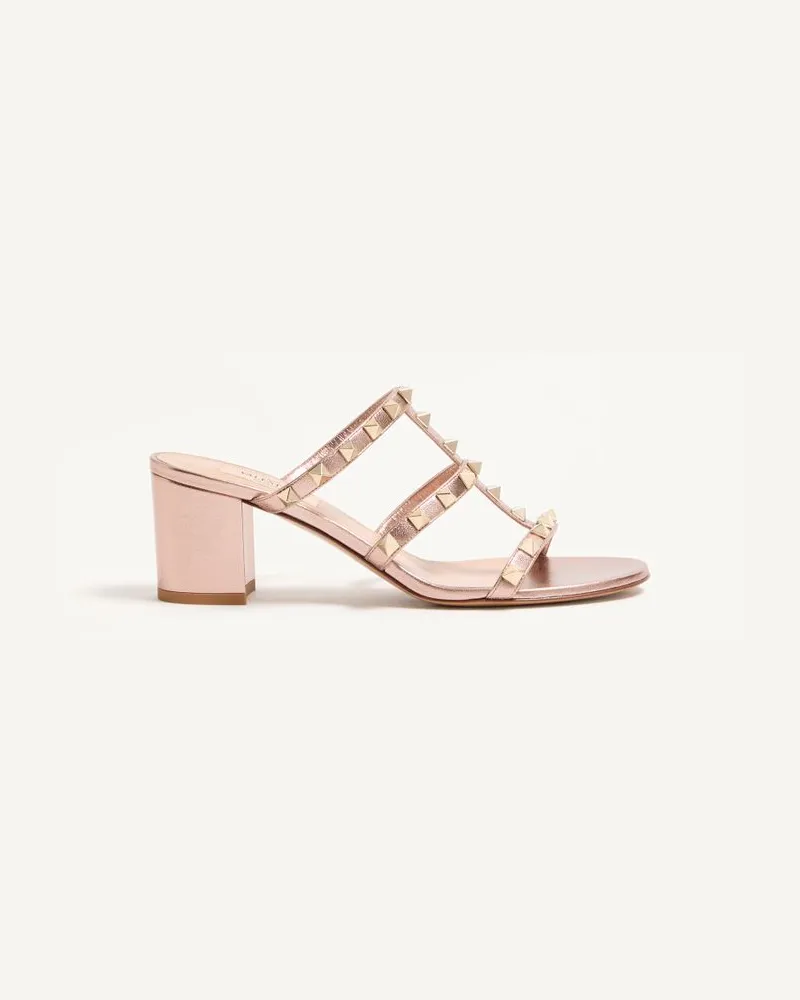 Valentino Garavani Sandalo Slide Rockstud In Nappa Laminata 60Mm Donna ROSE CANNELLE Rose