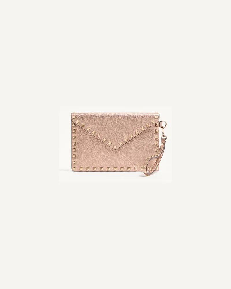 Valentino Garavani Pochette Rockstud In Vitello Granato Laminato Donna ROSE CANNELLE Rose