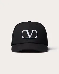 Valentino Garavani BASEBALL CAP VLOGO SIGNATURE IN COTONE CON RICAMO VLOGO Uomo NERO Nero