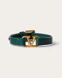 Valentino Garavani BRACCIALE VLOGO SIGNATURE GARAVANI IN PELLE Uomo ENGLISH GREEN English