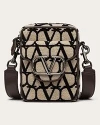 Valentino Garavani BORSA A TRACOLLA MINI LOCÒ TOILE ICONOGRAGPHE Uomo BEIGE/NERO Beige