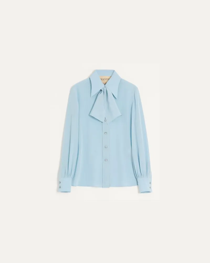 Valentino Garavani Camicia In Crepe De Chine Donna CELESTE Celeste
