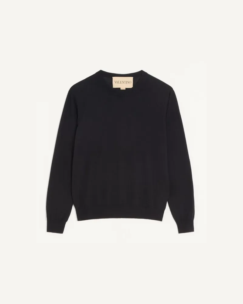 Valentino Garavani Maglia Valentino in lana con ricamo VLogo Uomo NERO Nero