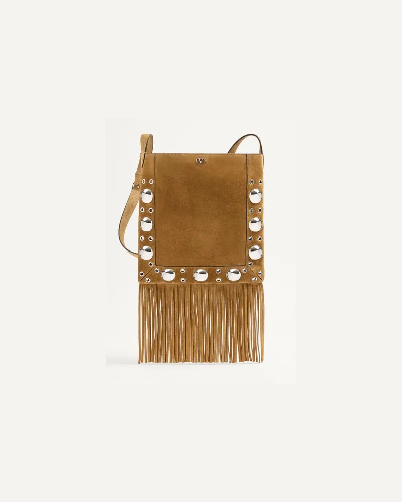Valentino Garavani Borsa A Spalla Valentino Garavani Nellcôte In Suede Con Frange Donna HAVANA BEIGE UNI 