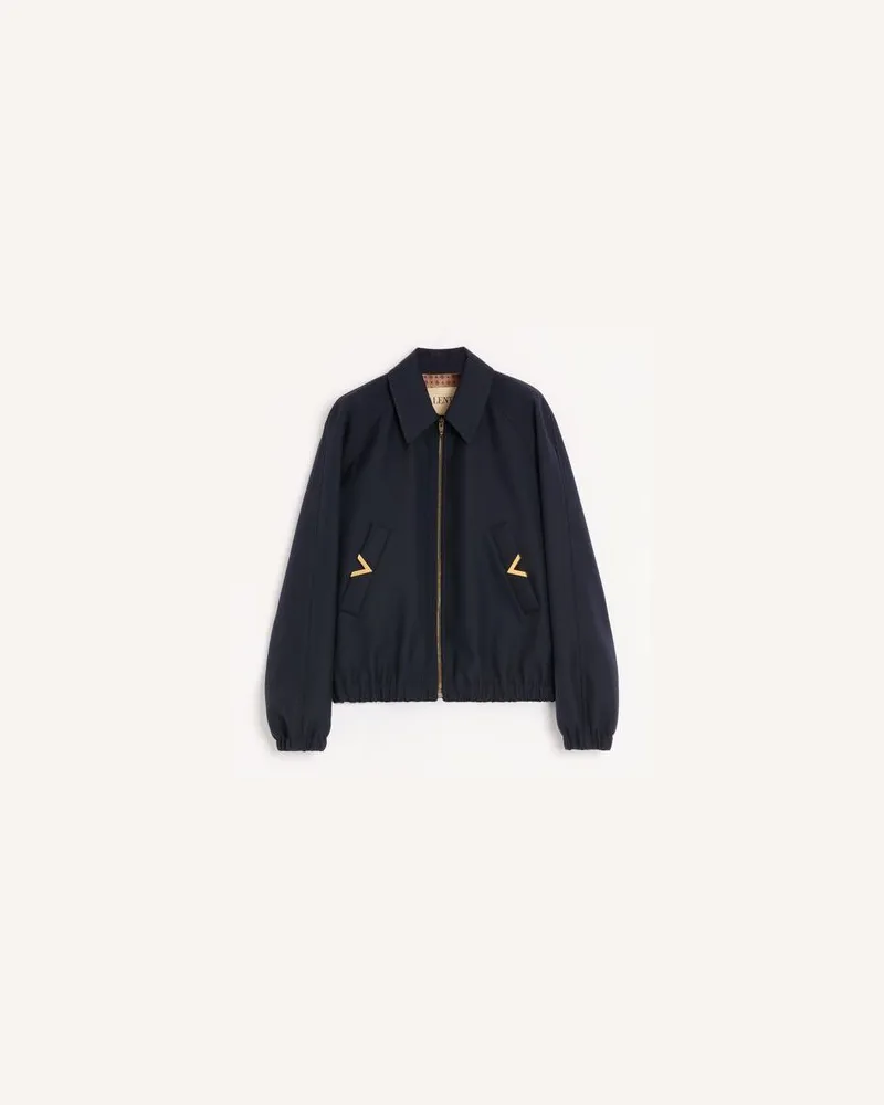 Valentino Garavani Bomber Valentino In Nylon Con VGold Su Tasche Laterali Uomo NAVY 44 