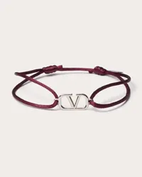 Valentino Garavani BRACCIALE VLOGO SIGNATURE IN COTONE Uomo ROSSO SCURO Rosso