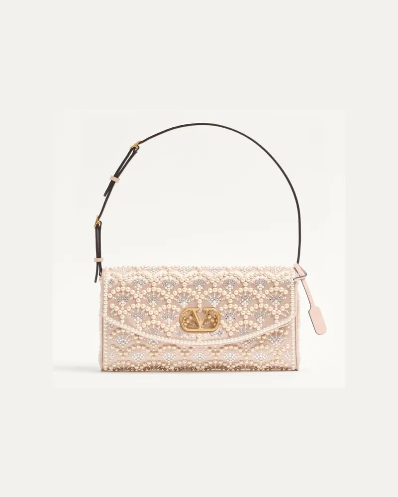 Valentino Garavani Borsa Piccola A Spalla Valentino Garavani DeVain Con Perle e Strass Donna CREMA Crema