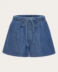 Valentino Garavani SHORTS IN CHAMBRAY DENIM Donna DENIM Denim