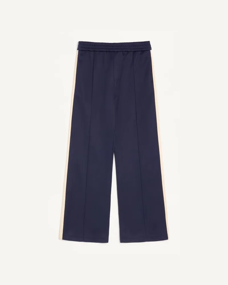 Valentino Garavani Pantaloni Valentino In Acetato Con Patch VLogo Uomo NAVY/BURRO Navy