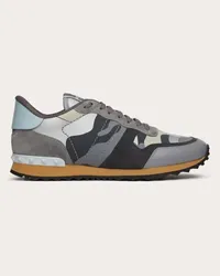 Valentino Garavani SNEAKER ROCKRUNNER CAMOUFLAGE IN TESSUTO NAPPATO Uomo GRIGIO/SILVER/NUAGE Grigio