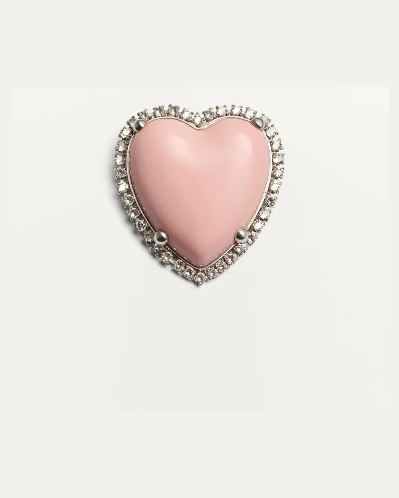 Valentino Garavani Spilla Coeur Hyperbole In Metallo, Resina E Cristalli Swarovski Donna PALLADIO/ROSA Palladio