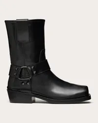 Valentino Garavani STIVALETTO BIKER ROCKSTUD IN VITELLO 40MM Donna NERO Nero