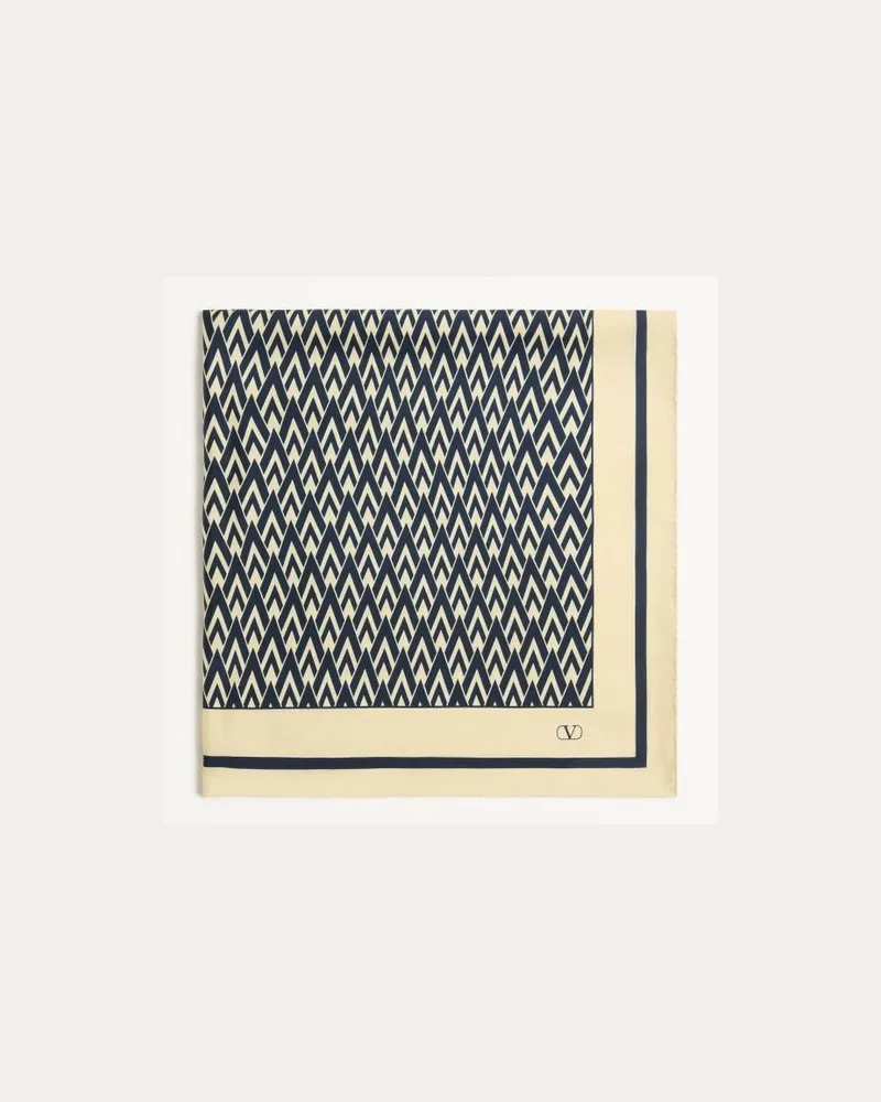 Valentino Garavani Foulard Toute La V In Seta Donna NAVY/AVORIO Navy