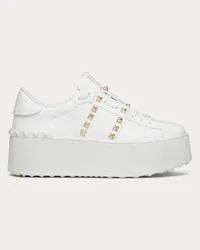 Valentino Garavani SNEAKER FLATFORM ROCKSTUD UNTITLED IN VITELLO Donna BIANCO Bianco