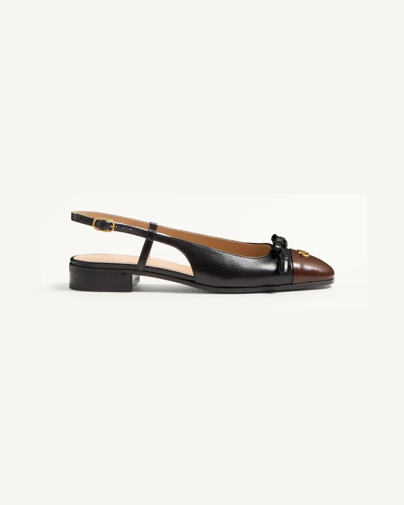 Valentino Garavani Ballerina Slingback Valet Du Roi In Capretto 25Mm Donna NERO/CAFFÈ Nero