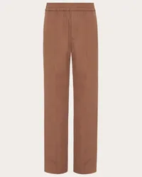 Valentino Garavani PANTALONE IN CANVAS DI COTONE STRETCH CON V DETAIL GOMMATA Uomo CLAY Clay