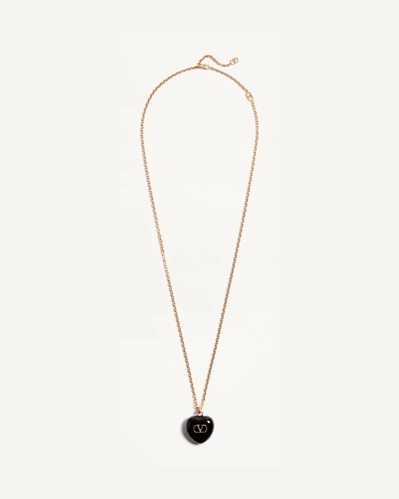 Valentino Garavani Collana Coeur Royal In Metallo E Smalto Donna ORO/NERO Oro