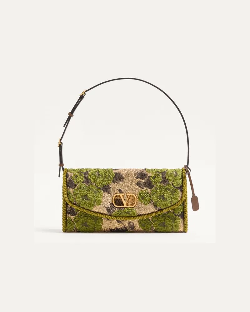 Valentino Garavani Borsa Piccola A Spalla Valentino Garavani DeVain In Tessuto Jacquard Lurex Donna ORO/VERDE Oro