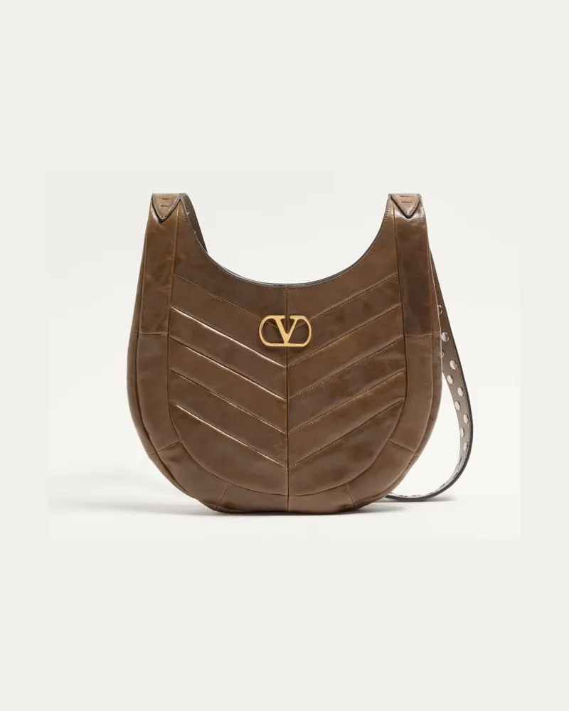 Valentino Garavani Borsa Hobo Piccola Valentino Garavani Hoboho In Nappa Motivo Chevron Donna TUNDRA Tundra