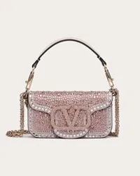 Valentino Garavani BORSA PICCOLA A SPALLA GARAVANI LOCÒ CON STRASS Donna CRYSTAL/ROSE QUARTZ/PLATINO Crystal