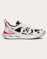 Valentino Garavani SNEAKER VLOGO EASYJOG IN VITELLO E TESSUTO Donna BIANCO/PINK PP/NERO/PASTEL GREY Bianco