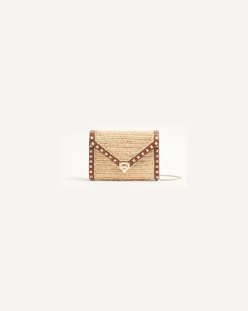 Valentino Garavani Mini Borsa A Tracolla Rockstud In Rafia Donna NATURALE/SELLERIA UNI 