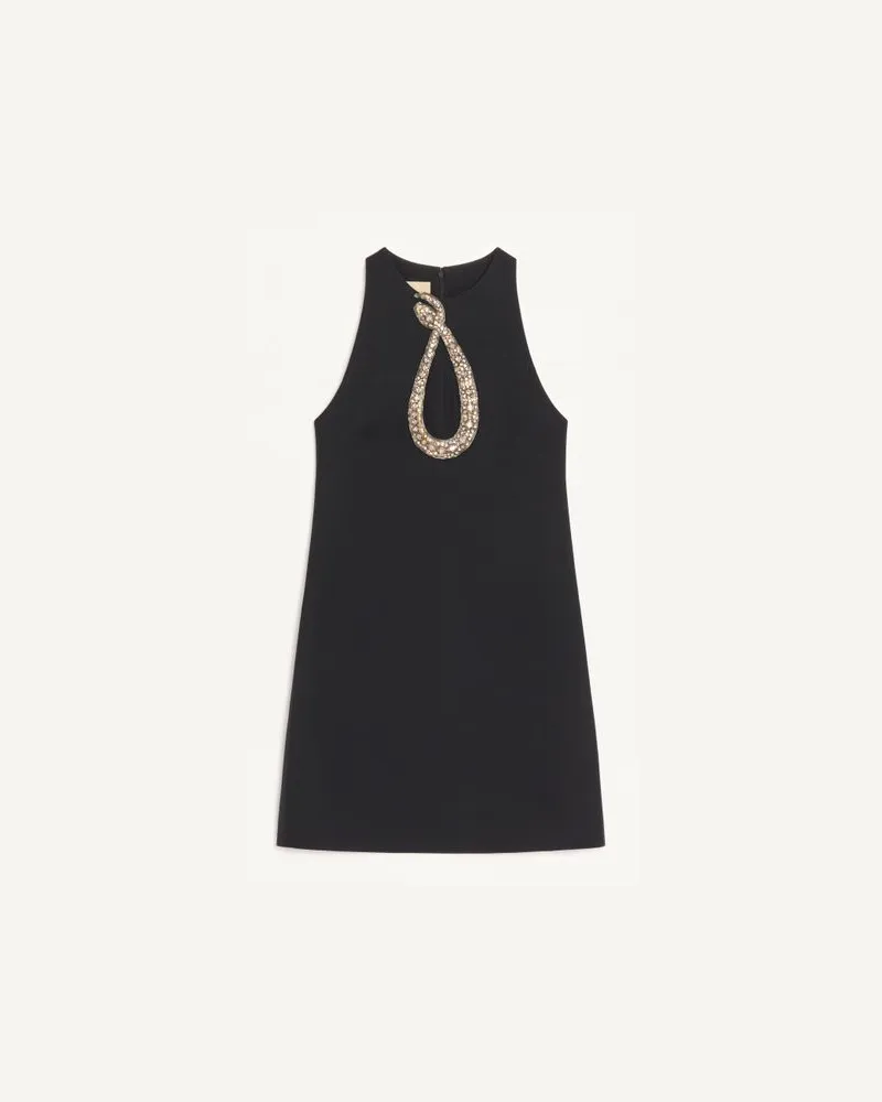 Valentino Garavani Abito Corto In Crepe Couture ricamato Donna NERO/CRYSTAL Nero