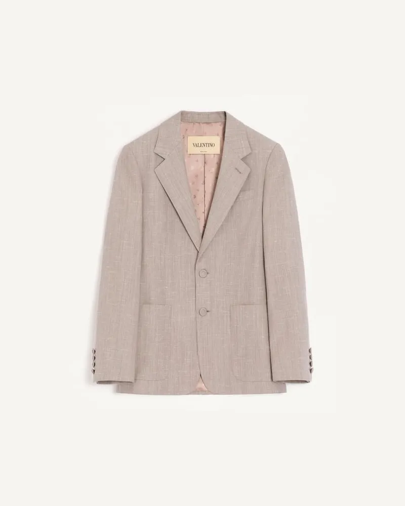 Valentino Garavani Giacca Monopetto Valentino In Lana Boutonnè Uomo GRIGIO CHIARO Grigio