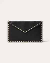 Valentino Garavani POUCH ROCKSTUD IN VITELLO GRANATO Donna NERO Nero