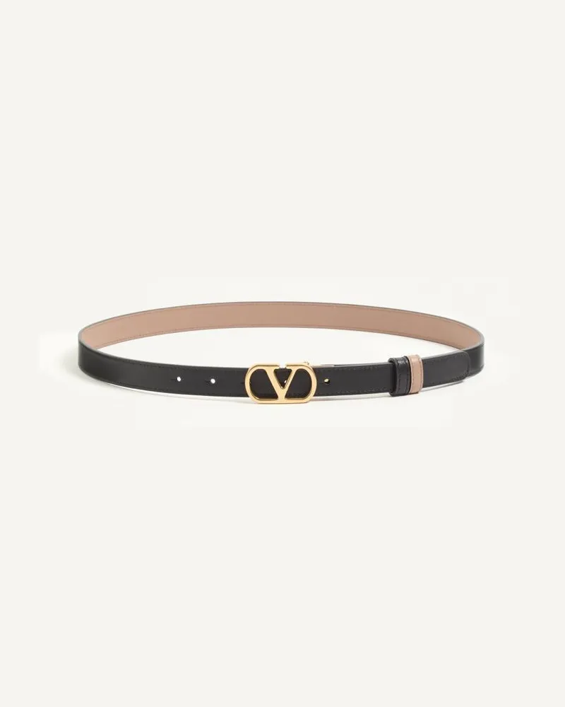 Valentino Garavani Cintura Reversibile VLogo Signature In Vitello Lucido 20 mm Donna NERO/BEIGE Nero