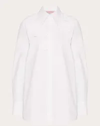 Valentino Garavani CAMICIA IN COMPACT POPELINE RICAMATA Donna BIANCO Bianco