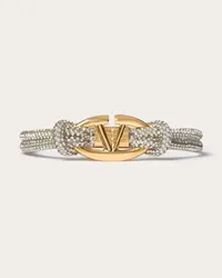 Valentino Garavani BRACCIALE VLOGO THE BOLD EDITION IN CORDA STRASS E METALLO Donna CRYSTAL Crystal