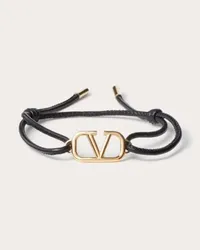 Valentino Garavani BRACCIALE VLOGO SIGNATURE GARAVANI IN PELLE Uomo NERO Nero