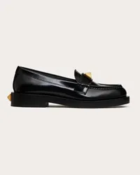 Valentino Garavani MOCASSINO ROMAN STUD IN VITELLO SPAZZOLATO 30MM Donna NERO Nero