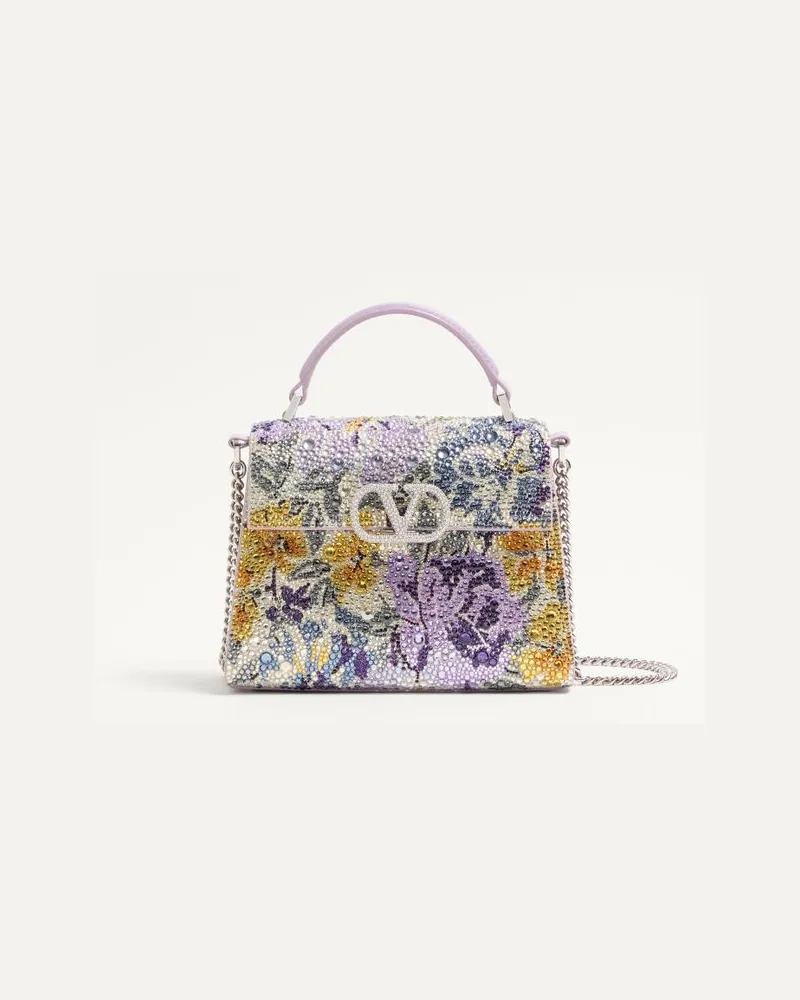 Valentino Garavani Borsa a mano mini Valentino Garavani Vsling con strass motivo Flowerism e logo gioiello Donna LILLA Lilla