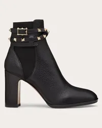 Valentino Garavani STIVALETTO ROCKSTUD IN VITELLO GRANATO 90MM Donna NERO Nero