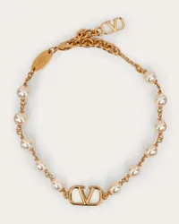 Valentino Garavani BRACCIALE VLOGO SIGNATURE CON PERLE SWAROVSKI® Donna ORO Oro