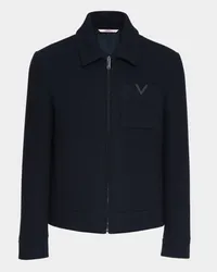 Valentino Garavani GIACCA IN LANA CON V DETAIL METALLICA Uomo NAVY Navy